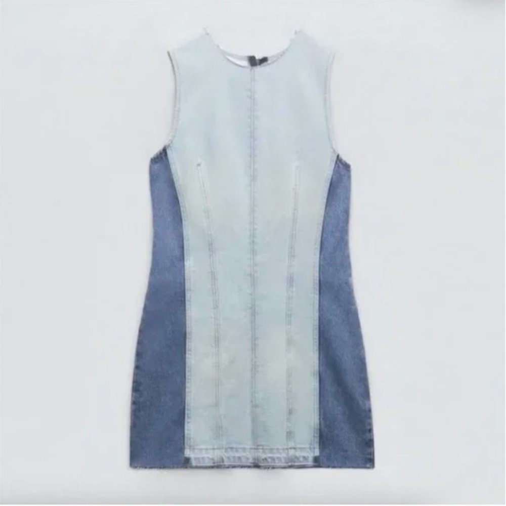 Zara Patchwork Denim Mini Dress